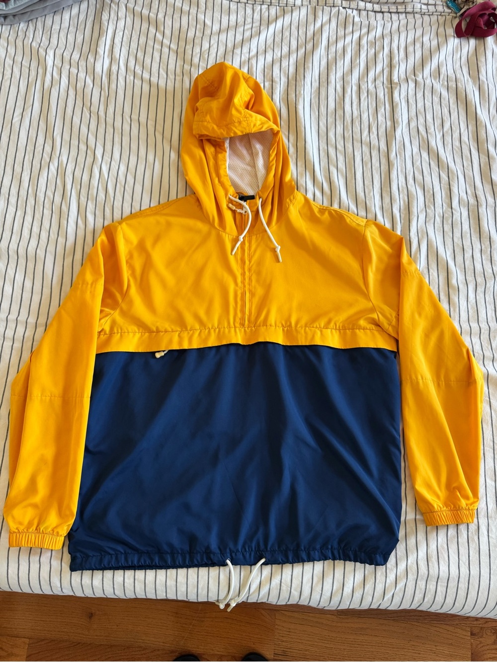 H&M Yellow and Navy Colorblock Windbreaker Jacket